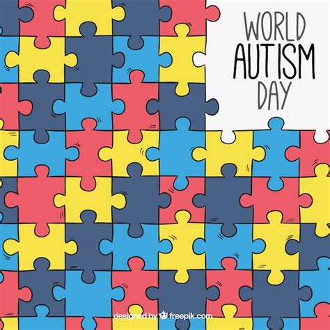 Autism day background with colorful puzzle pieces | Free Vector