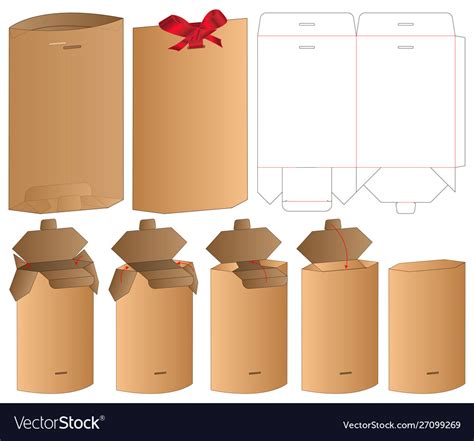 Paper bag packaging die cut template design Vector Image