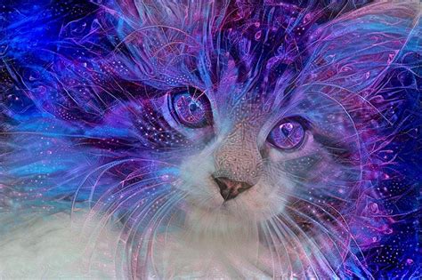 Purple Cat Art Maine Coon Cat Colorful Cat Art Crazy Cat | Etsy