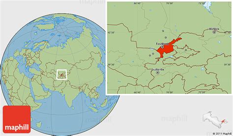 Savanna Style Location Map of Tashkent Oblast