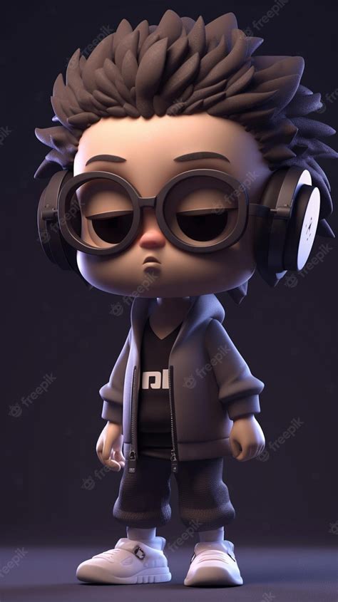 Premium Photo | A cartoon character with headphones on.