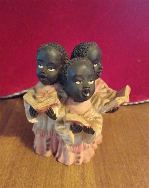VINTAGE AFRICAN AMERICAN 3 Choir Angels Singing Figurine 3.5" Tall $24. ...