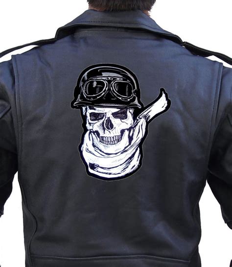 Reflective Biker Skull With Scarf And Helmet Patch – Quality Biker Patches