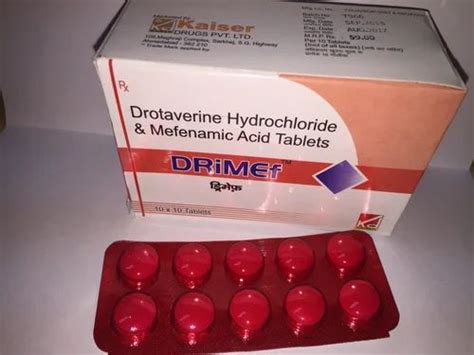 DRIMEF Antispasmodic Tablets, Rs 650/box Kaiser Drugs Private Limited | ID: 12430824962