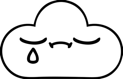 line drawing cartoon sad cloud 8717199 Vector Art at Vecteezy