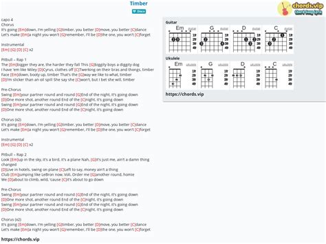 Timber Lyrics Sheet