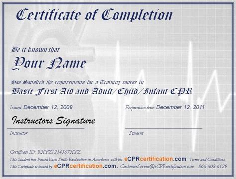 Printable Cpr Certificate - Printable Cards