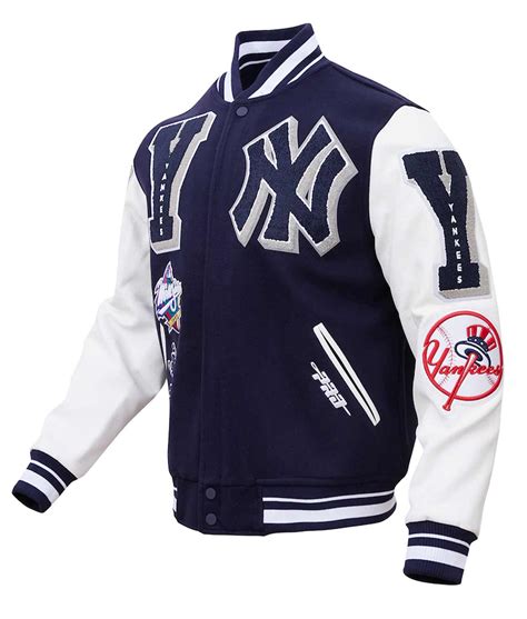 White and Blue Mash Up New York Yankees Varsity Jacket - Jackets Expert