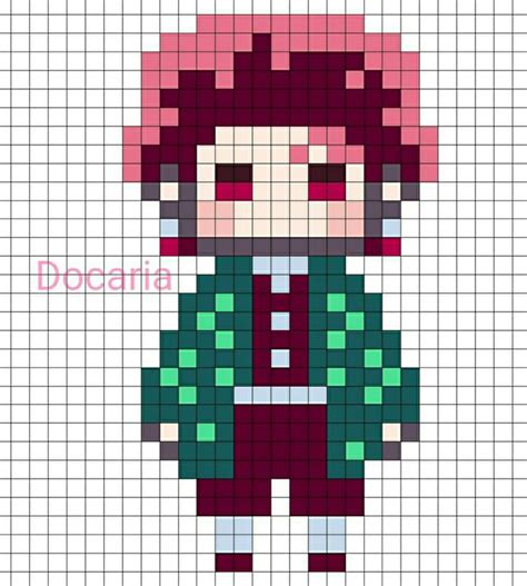 Tanjiro Kamado. Artist Docaria | Anime pixel art, Easy pixel art, Pixel ...