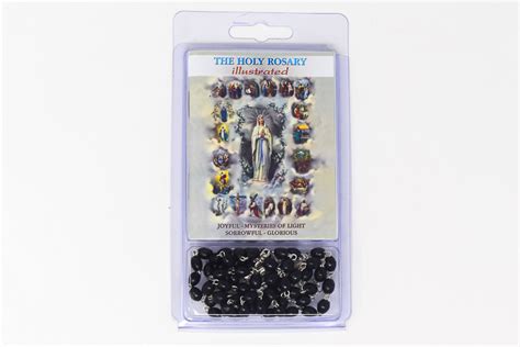 DIRECT FROM LOURDES - The Holy Rosary Novena Book with Black Wooden Rosary.