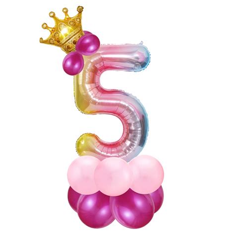 Buy Bluelves 5th Balloons Pink, Birthday Balloons 5 Girls, Helium ...