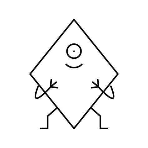 rhombus geometric shape character line icon vector illustration ...