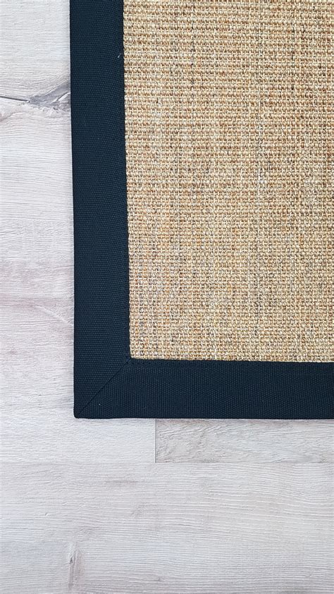 Natural Faux Sisal Rug/Runner Black Cotton Border 60cm x | Etsy