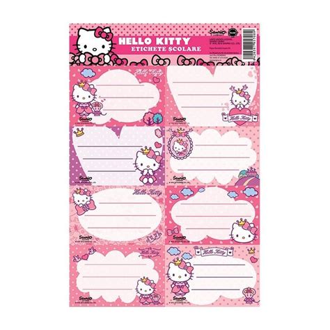 Name tag for school, Hello kitty, Sticker sheets