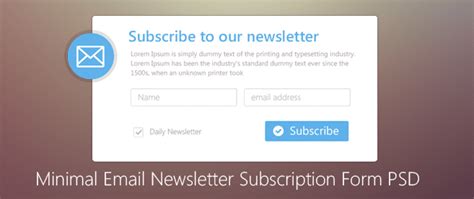 Minimal Email Newsletter Subscription Form PSD for Free Download - Freebie No: 71