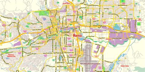 Reno Nevada US Map Vector Exact City Plan Low Detailed Street Map ...