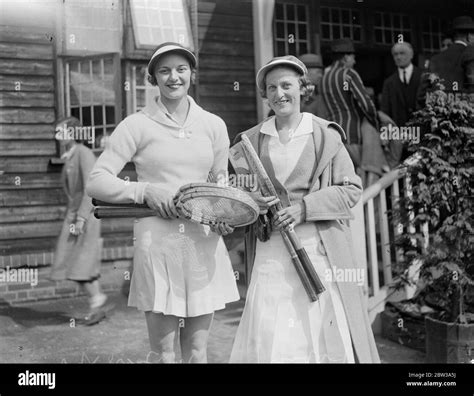 Eileen Fearnley Whittingstall and another female tennis player Stock Photo - Alamy