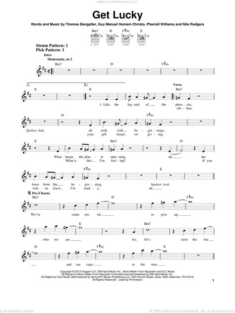 Williams - Get Lucky sheet music for guitar solo (chords) [PDF]