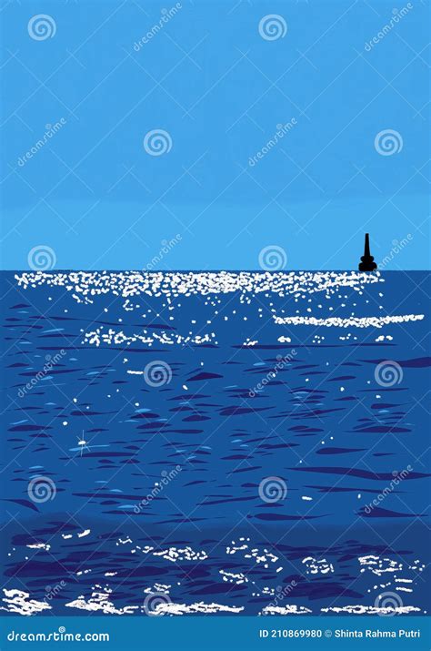 Ocean Landscape Digital Painting Stock Illustration - Illustration of digital, ocean: 210869980