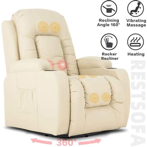 Mecor Massage Recliner Chair PU Leather Rocker with Heat 360 Degree ...