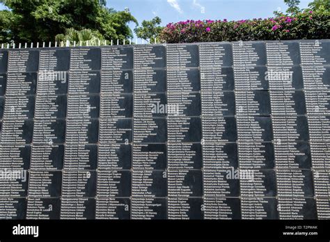 Names of known victims of the 1994 Rwandan Genocide line the walls of ...