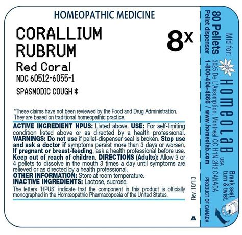 CORALLIUM RUBRUM by HOMEOLAB USA INC. CORALLIUM RUBRUM pellet