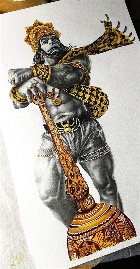 Handmade Pencil Graphite Hanuman Ji Sketch Beautiful Unique Gift for Loved Ones. - Etsy