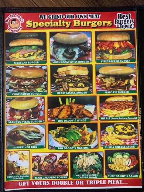 Online Menu of Big Daddy's Burgers Restaurant, Pharr, Texas, 78577 - Zmenu