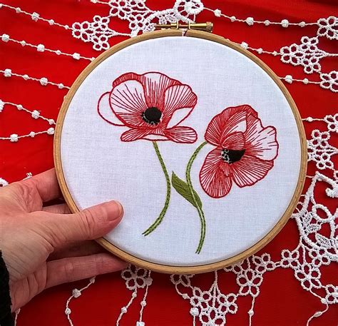 Coquelicots broderie traditionnelle kit à broder niveau débutant ...