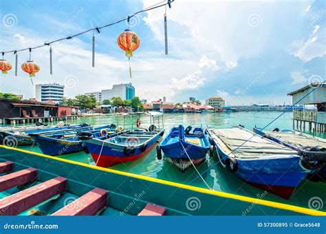 Boats at the Chew Jetty Which is One of the UNESCO World Heritage Site in Penang. Editorial ...