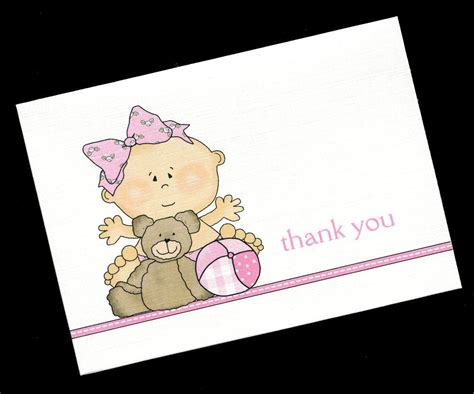 Baby Shower Thank You Cards Baby Girl Baby Girl With Teddy