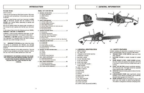 McCulloch MCC3516F MCC4516FC Electric Chainsaw Owners Manual