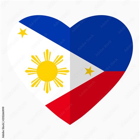 Flag of Philippines in the shape of Heart, flat style, symbol of love ...