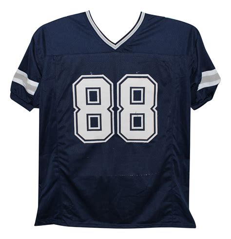 Michael Irvin Autographed/Signed Pro Style Blue XL Jersey Beckett ...