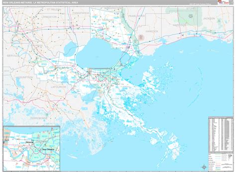 New Orleans-Metairie Metro Area, LA Zip Code Map - Premium