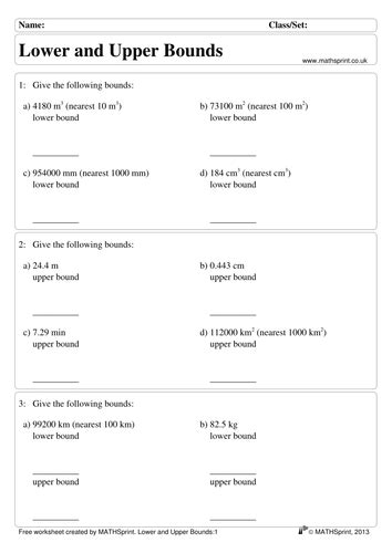 Lower Upper Bounds practice questions + solutions by transfinite - Teaching Resources - Tes