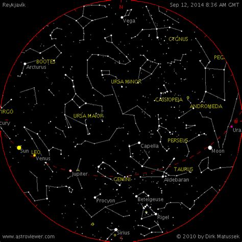 A star chart of the current night sky over Reykjavík. | Constellations, Space and astronomy ...