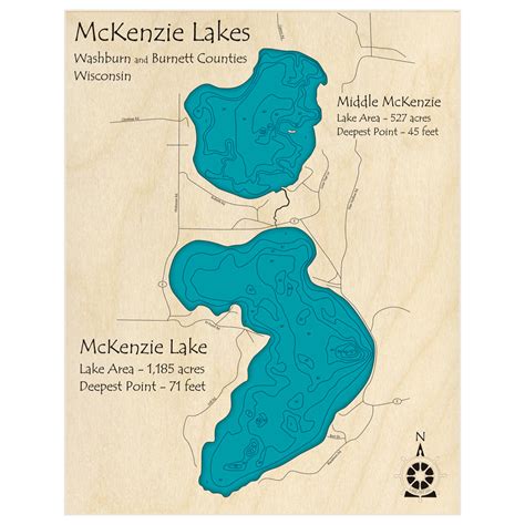 McKenzie Lake w Middle McKenzie Lake Custom Laser Cut Art – Lake Art LLC