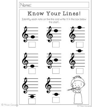 Treble Clef Note Recognition Worksheets by Miriam Coroama | TpT