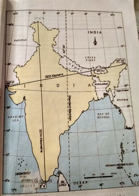 India Map With Latitude And Longitude Lines