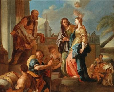 Neapolitan School, 18th Century | Sarah Leading Hagar to Abraham | MutualArt