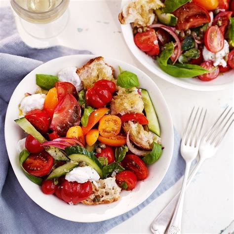 Tomato and bread salad with mozzarella recipe | delicious. magazine