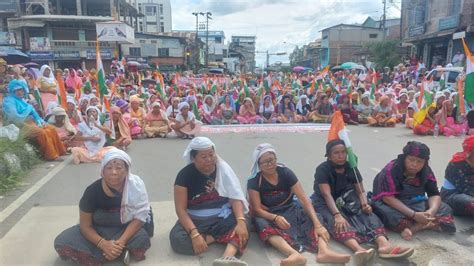 Manipur: Hundreds of women protest in Imphal against violence