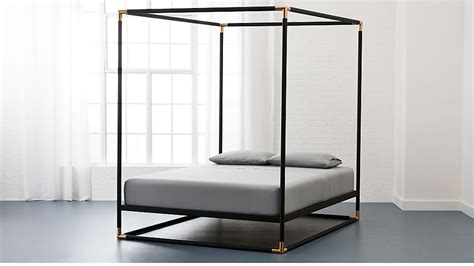 frame black queen canopy bed | CB2