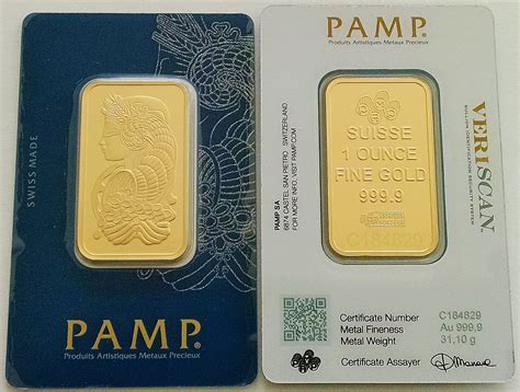 1 oz Gold Bar – Pamp Suisse Lady Fortuna Veriscan in Assay Card | HW ...