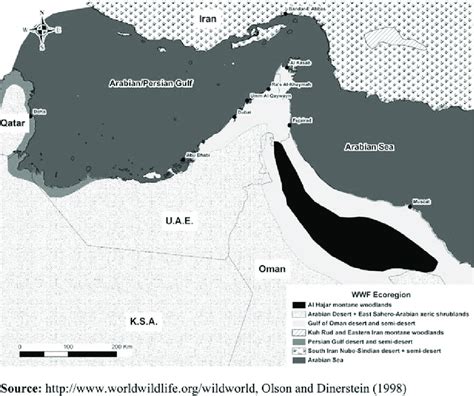 WWF ecoregions identified in the UAE and neighbouring countries ...