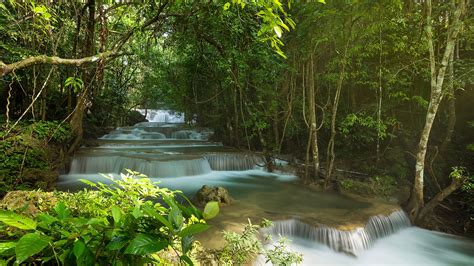 Huay Mae Khamin waterfall in rainy season, Kanchanaburi, Thailand | Windows Spotlight Images