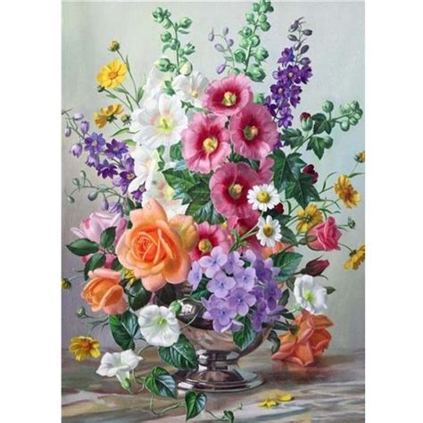 Roses Purple Flowers White Flowers 5D Diamond Painting - 5diamondpainting.com – Five Diamond ...