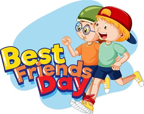 Best Friends Day with cute children in cartoon style 6094685 Vector Art ...