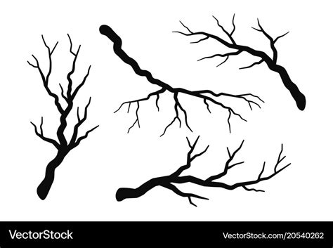 Tree branch without leaves silhouettes set Vector Image